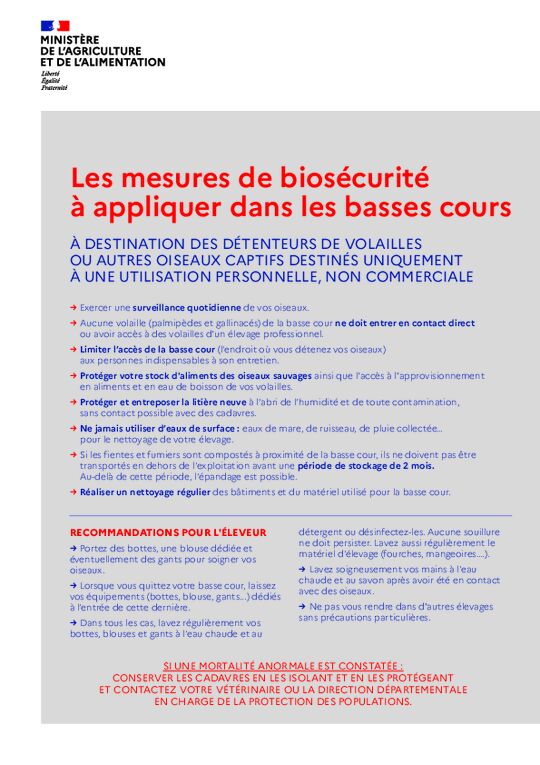 Mesures de biosécurité à appliquer dans les basses cours